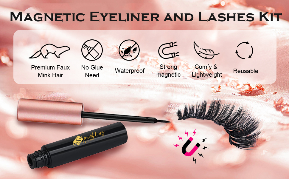 Glac le do chuid féin álainn le Lashes Minc Faux 5D agus Fabhraí Maighnéadacha le Eyeliner
