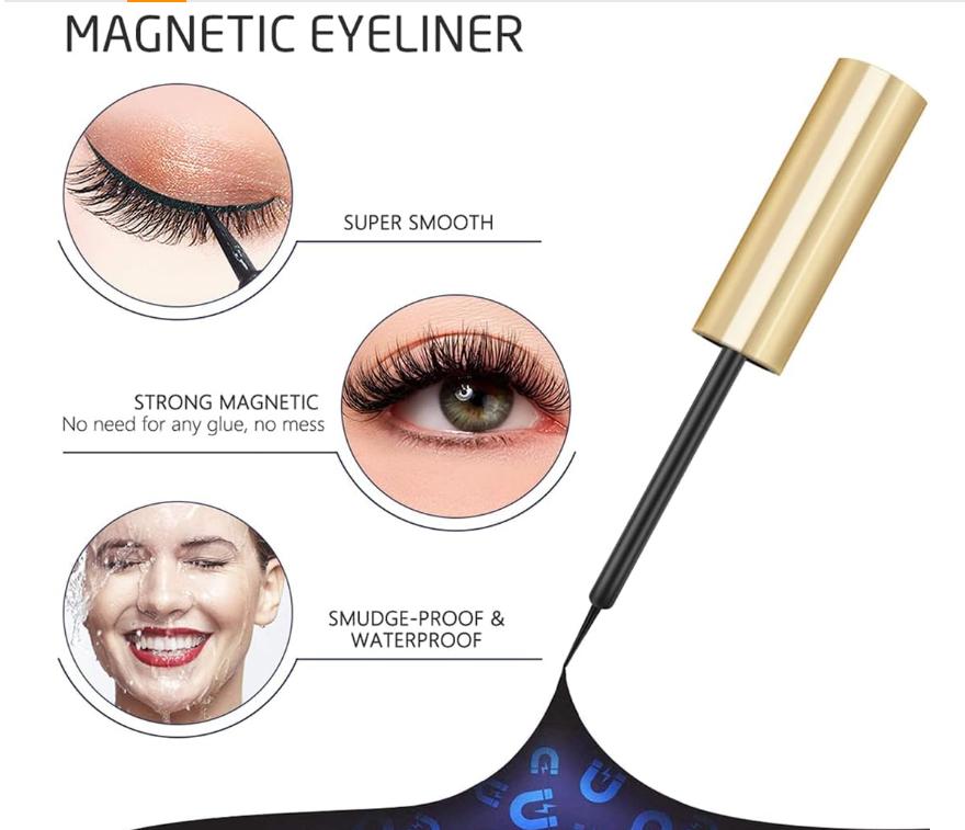 Lashes álainn gan iarracht a bhaint amach le Eyeliner Maighnéadach agus Kit Lashes