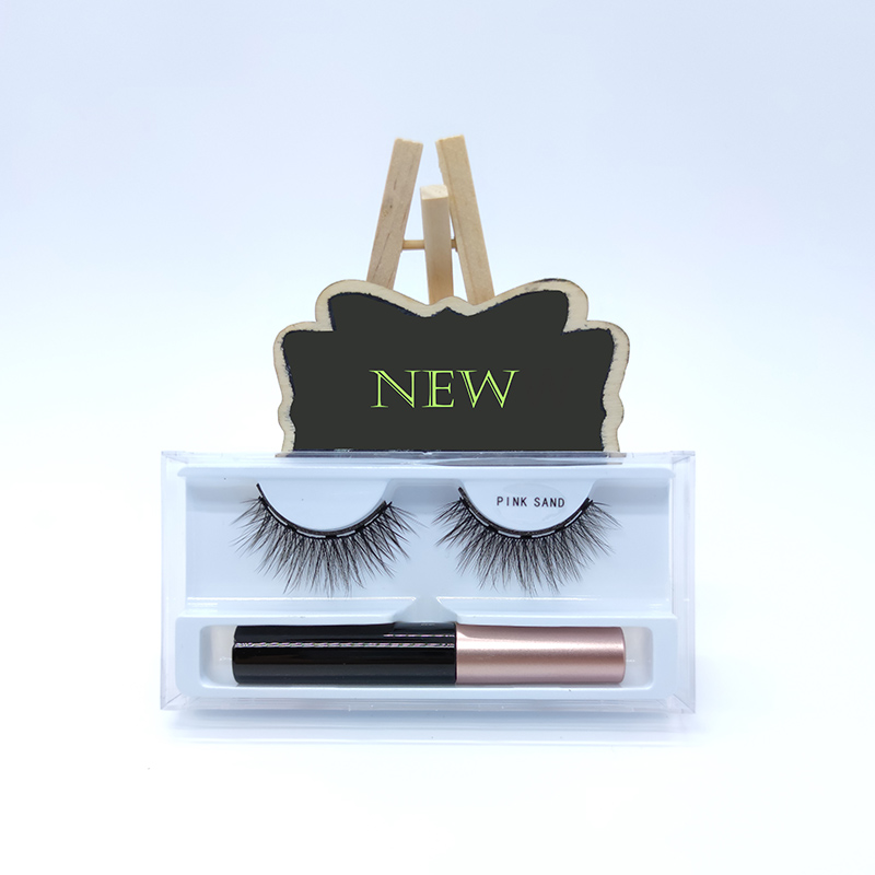3D Faux Mink 1 Péire Fabhraí Maighnéadacha Eyeliner Kit
