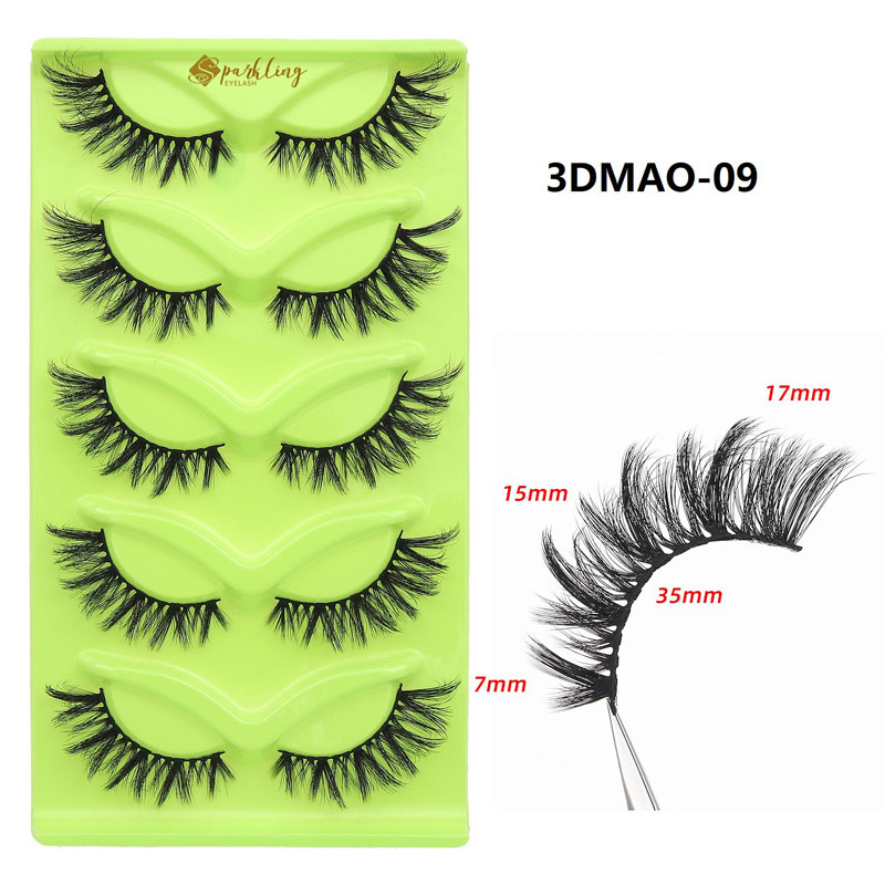5 Péirí Súile Cat Wispy Lashes