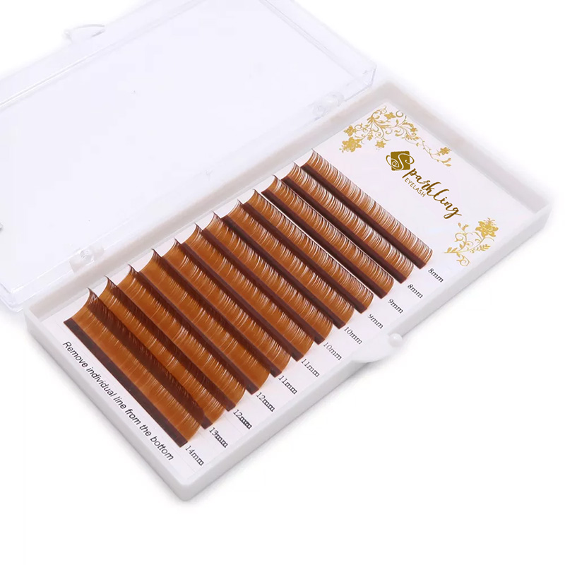 Eisínteachtaí Fabhraí Datha mionc Fad Measctha i dTráidire Amháin (c Curl 0.07mm 7-15mix)