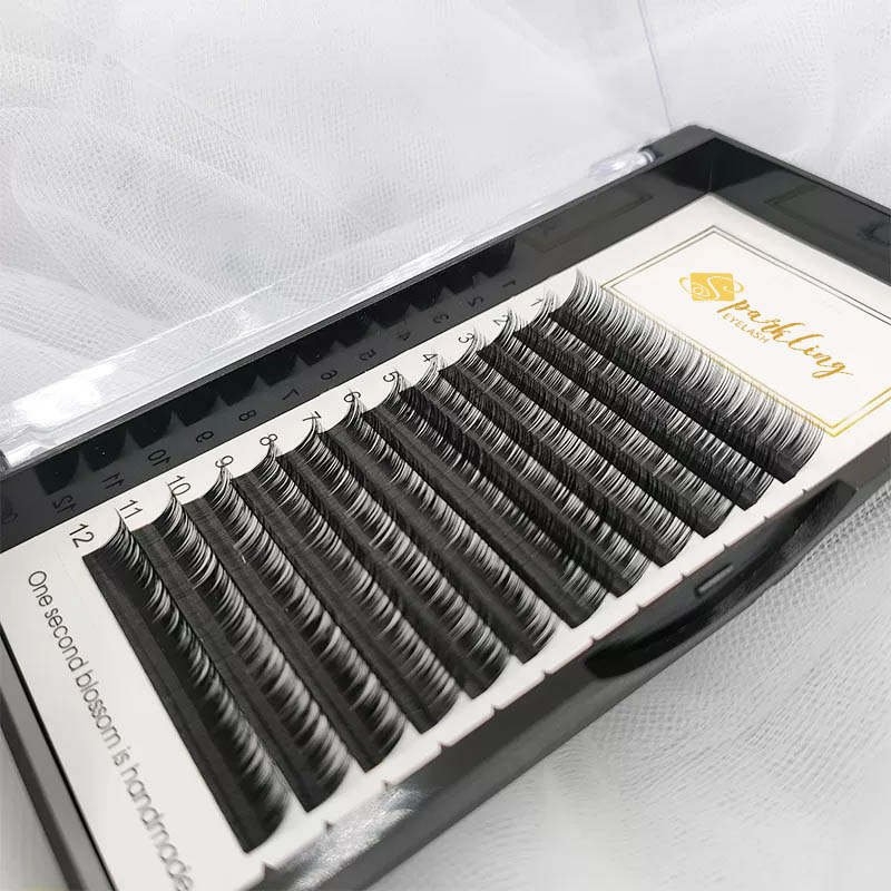 Síneadh Eyelash D Curl 15-20mm Tráidire Measctha Síoda ​​Clasaiceach Lash Eisínteachtaí Fabhraí Aonair