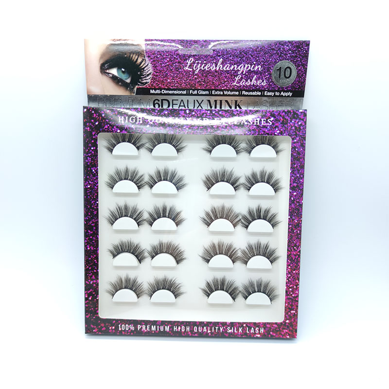Lasair síoda Luxurious Nádúrtha 100% Lámhdhéanta 10 bPéire 5D fabhraí mionc faux